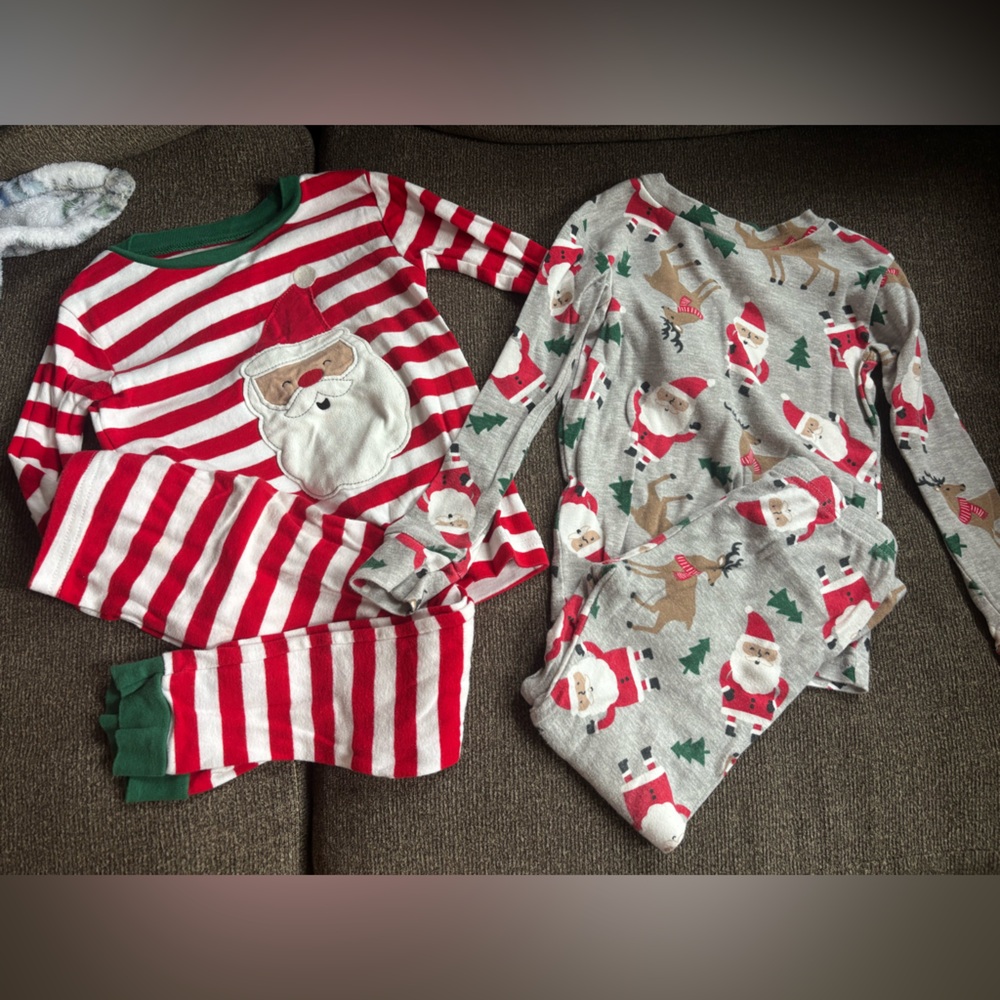 Santa Stripes Kids Pajama Set - Red and Green